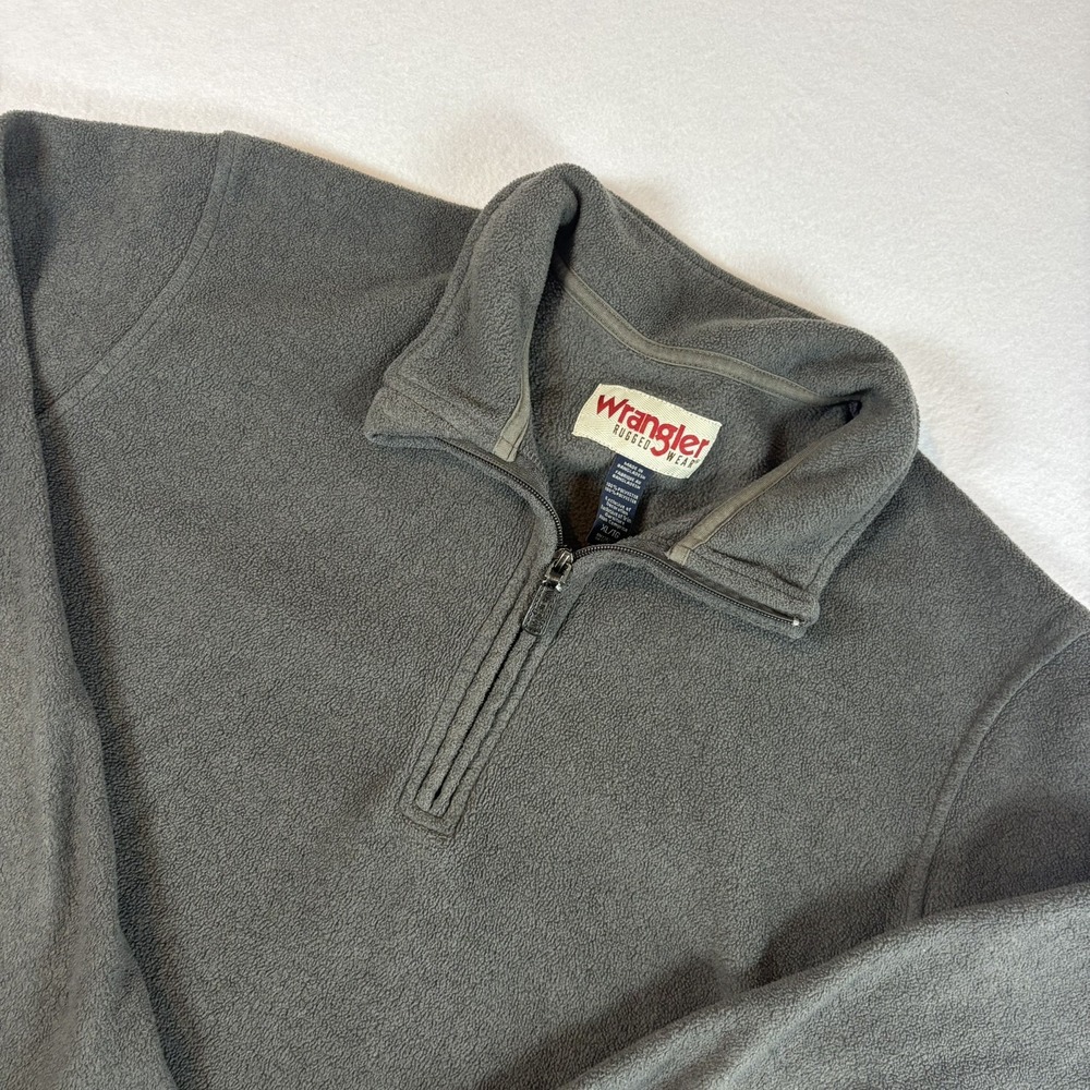 Wrangler Rugged Wear Men's Sweatshirt XL Gray 1/4 Zip Fleece Mock Neck